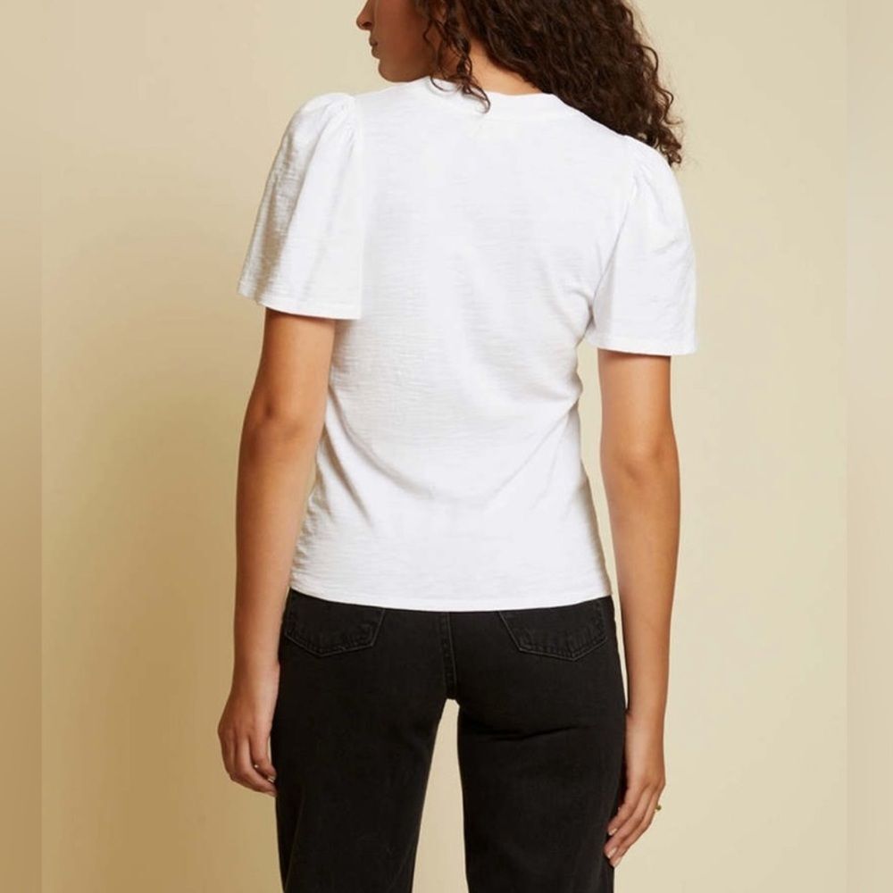 Nation LTD White Puff Sleeve Short Sleeve Tee - Picture 4 of 5